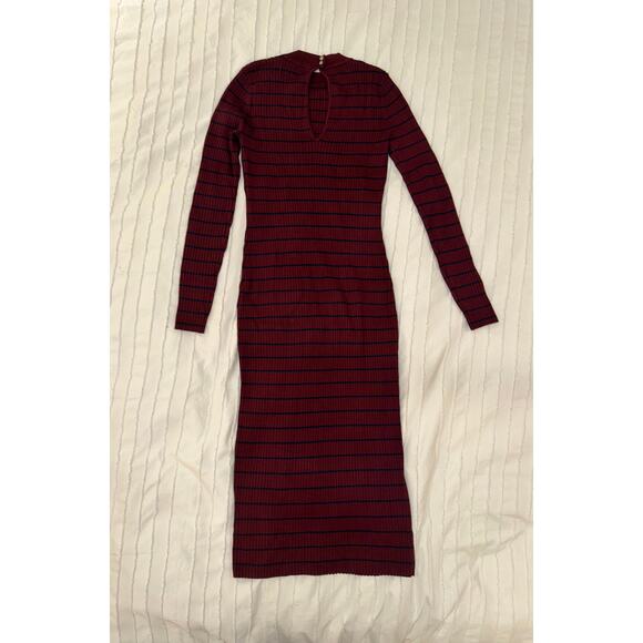 Abercrombie & Fitch Ribbed Knit Striped Bodycon Midi Dress Women’s Medium Preppy - Picture 15 of 16